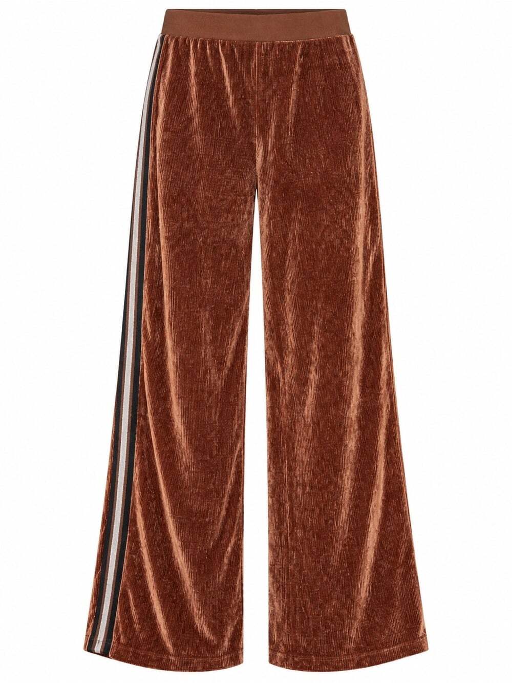 Cristina Gavioli Y2K Brown Velvet Textured Wide Leg Pants Size 8 Track Stripe